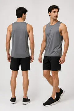 Regata e camiseta dry fit: costas e 3/4 (caimento)