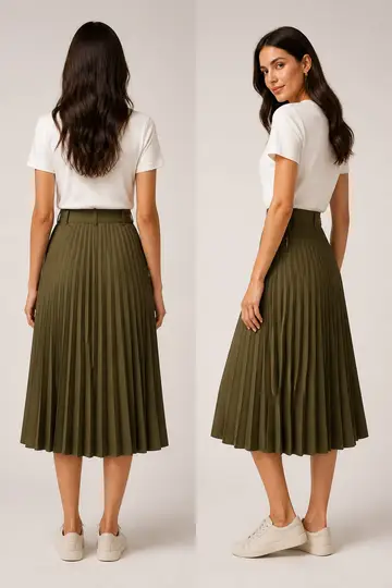 Saia e short: costas e 3/4 (caimento)