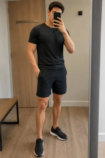 Bermuda de treino: selfie no espelho (cara de cliente)