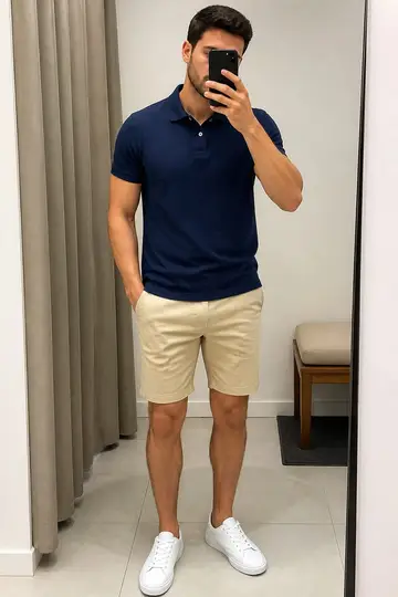 Camisa polo: selfie no espelho (cara de cliente)
