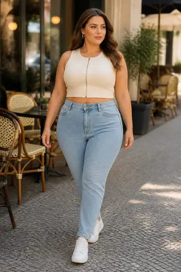 Blusa e cropped: lifestyle na rua