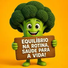 Mascote de loja: brócolis segurando placa