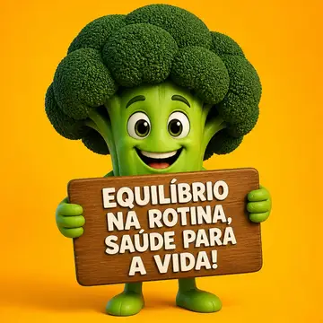Mascote de loja: brócolis segurando placa