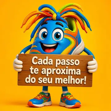Mascote de loja: tênis segurando placa