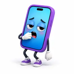 Personagem 3D: celular com rosto e bracinhos