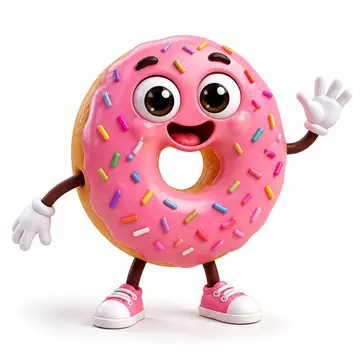 Personagem 3D: donut com rosto e bracinhos