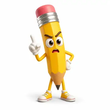 Personagem 3D: lápis com rosto e bracinhos