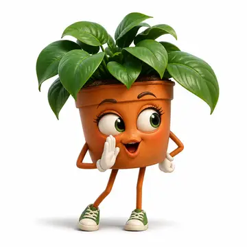 Personagem 3D: vaso de planta com rosto e bracinhos