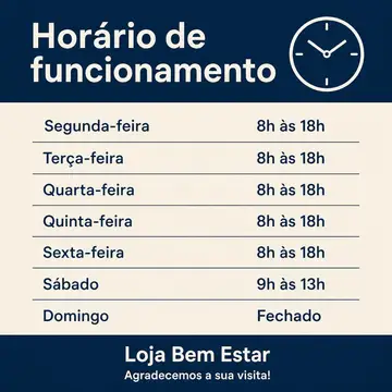 Aviso de horário e de feriado