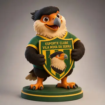 Boneco 3D do mascote segurando o escudo (anexe o escudo do seu time)
