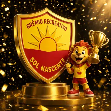 Escudo 3D dourado com mascote campeão (anexe o escudo do seu time)