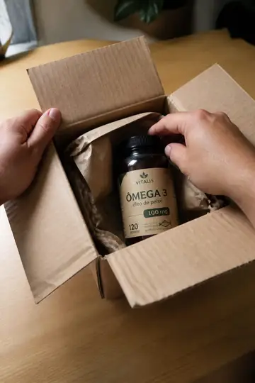 Unboxing: a mão abrindo a encomenda