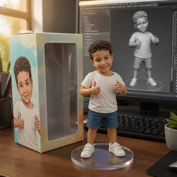 Minha estatueta colecionável na mesa