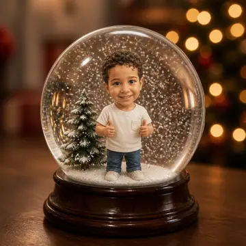 Eu dentro de um globo de neve