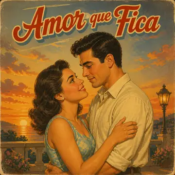Casal em pôster romântico anos 50