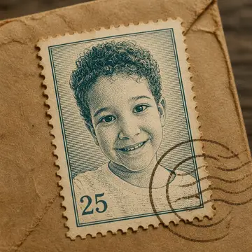 Eu estampado num selo postal antigo
