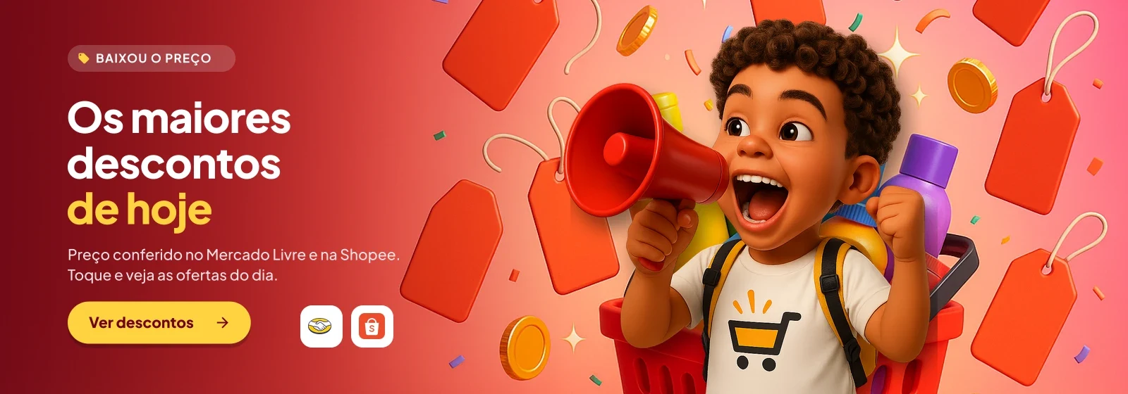 Os maiores descontos de hoje no Mercado Livre e na Shopee