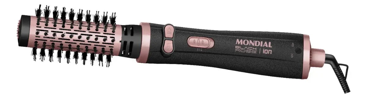 Escova Rotativa Mondial Ceramica Tourmaline Ion 3x1 Erb-01 Rosa 127/220v — Artefatos para Cabelo