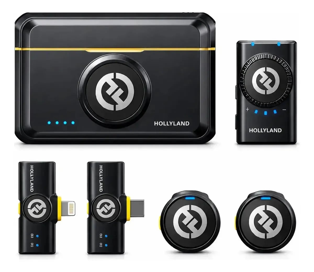 Microfone de lapela Hollyland Lark M2 Combo Preto. Sem Fio Duplo Com Cancelamento de Ruído USB-C Lightning Para iPhone Android Câmera Entrevistas Com Estojo de — Microfones e Amplificadores