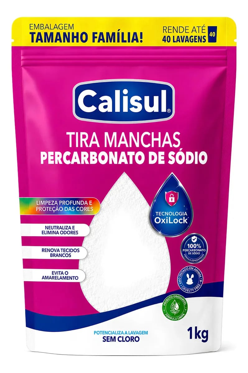 Percarbonato De Sódio 100% Puro Tira Manchas Alvejante - 1kg Calisul — Cuidado da Casa e Lavanderia