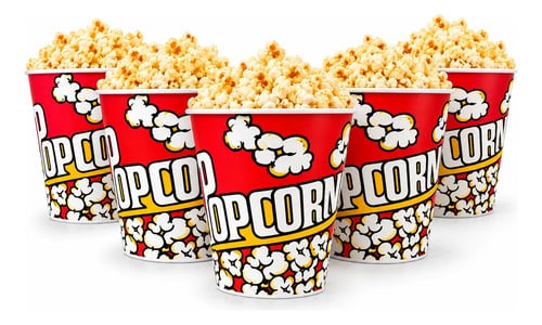 Kit 5 Baldes De Pipoca 3 Litros Cinema Filme Potes Branco — Descartáveis para Festa