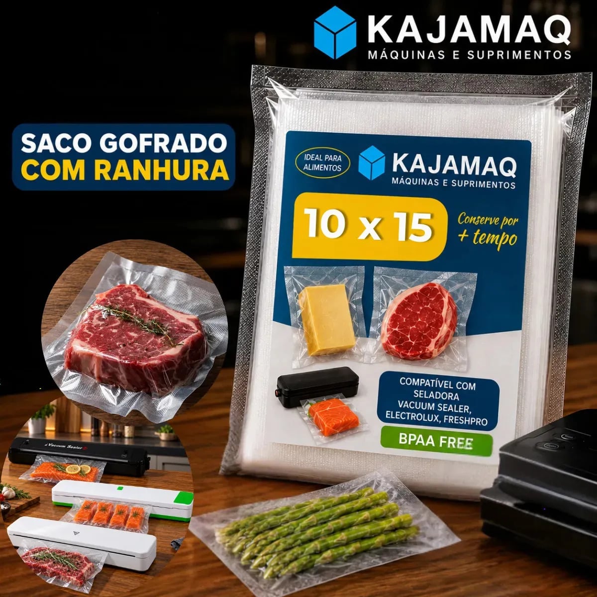 100 Sacos 10x15 Embalagem Ranhuras Gofrada Seladora A Vácuo Embalagens Para Seladoras Domesticas Kit Ranhurado Selar Alimentos Sous Vide — Organização para Casa