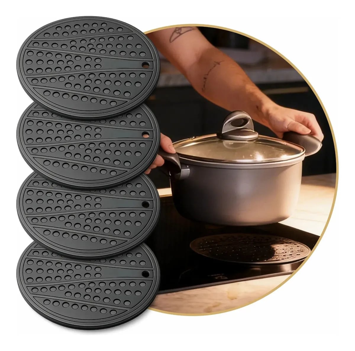 Kit 4 Protetor Silicone Fogão Indução Cooktop Antiderrapante — Utensílios úteis