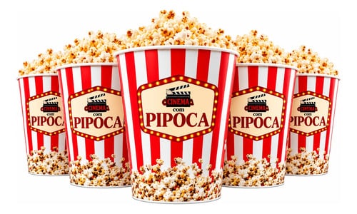 Kit 5 Baldes De Pipoca 3 Litros Cinema Filme Potes Vermelho — Descartáveis para Festa