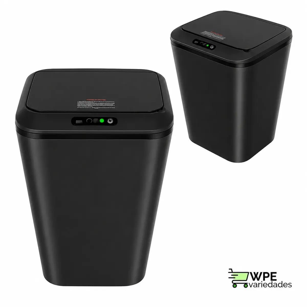 Lixeira Quadrada Preta 16L Inteligente Automática com Sensor para Banheiro e Cozinha — Equipamento para Escritórios