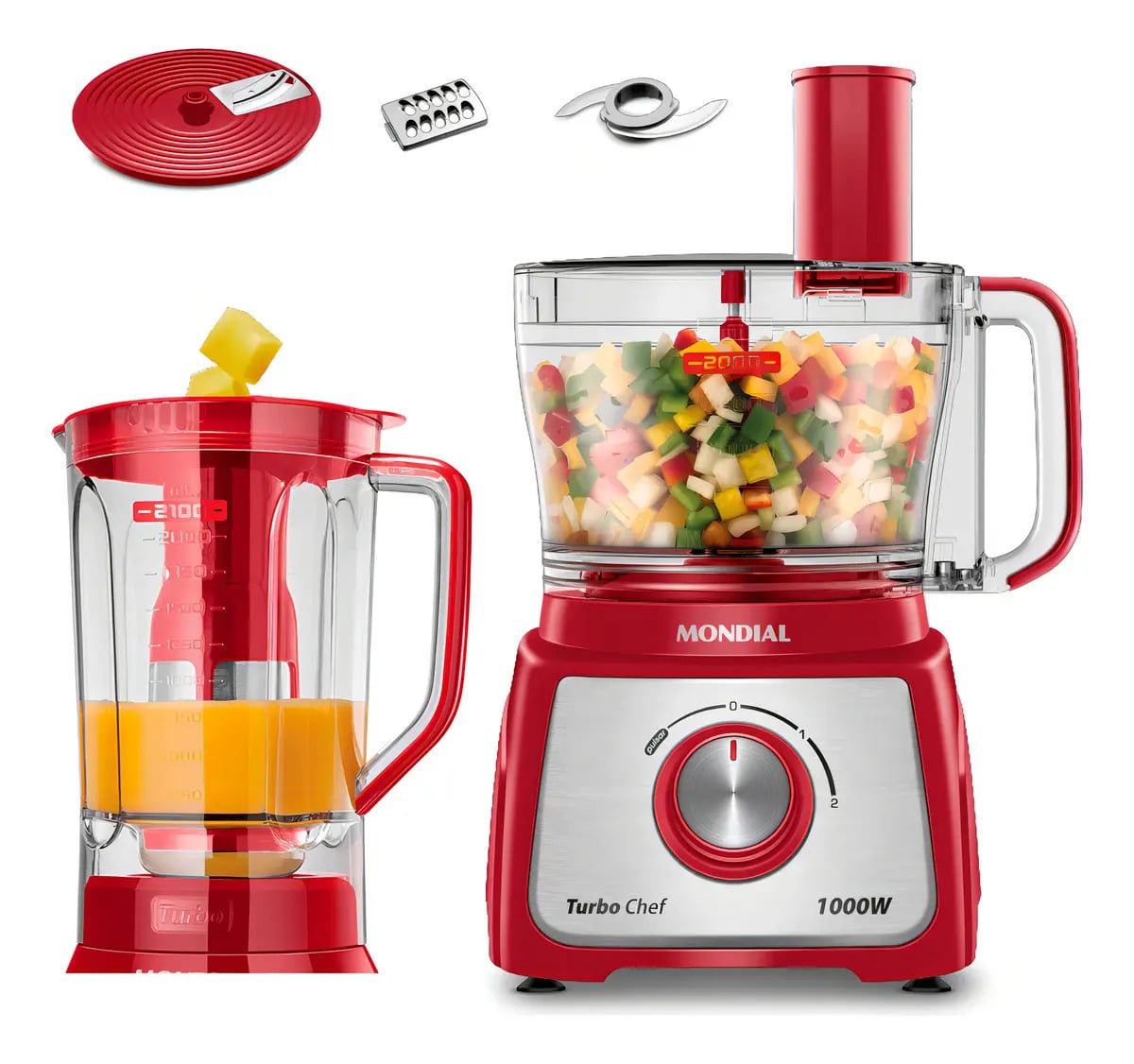 Multiprocessador Turbo Chef 5 em 1 Mondial 1000W MPN-01-R — Eletros de cozinha
