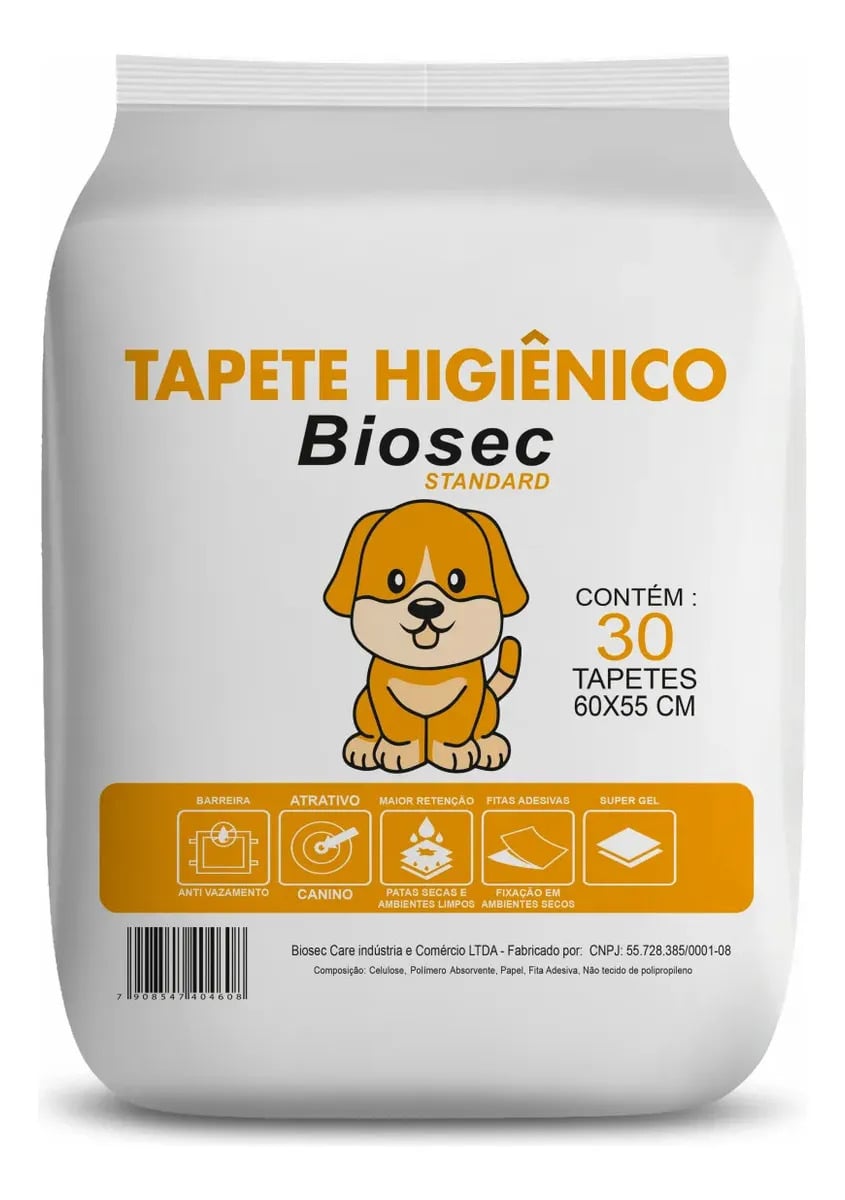 Tapete Higiênico para Cachorro 30 Unidades 60x55cm com Gel Absorvente Fralda Manta Pet Cão Com Fitas Adesivas Anti Odor Atrativo Canino — Cães