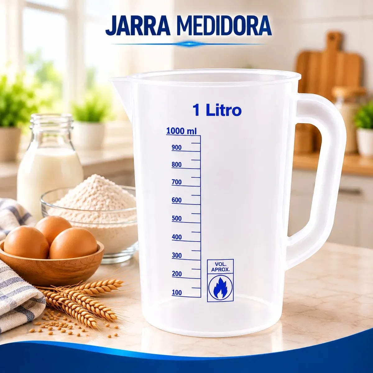 Copo Medidor 1 Litro Jarra Com Alça Plástico Graduado Dosador Jarras para Medir óleo Jarra Funil Jarra Medidora 1 litro para Microondas Mariazinha — Utensílios úteis