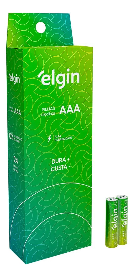 Kit 24 Pilhas Baterias AAA Elgin Palito Alcalina — Pilhas e Carregadores