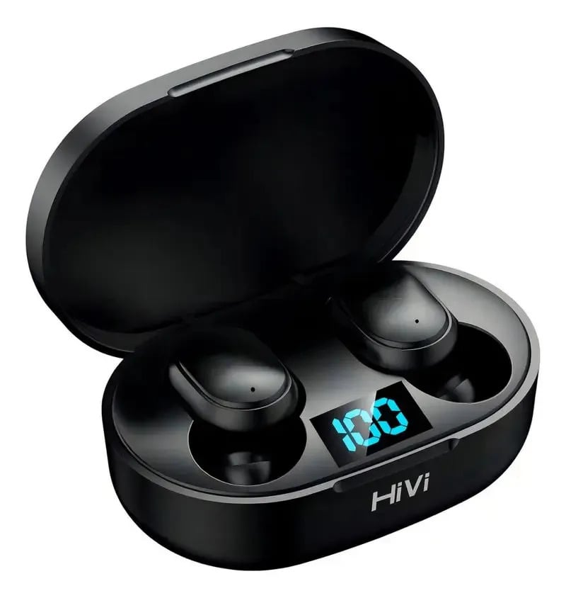 Hivi Fone De Ouvido Bluetooth 5.0 Par Sem Fio Duplo Cor Preto — Áudio