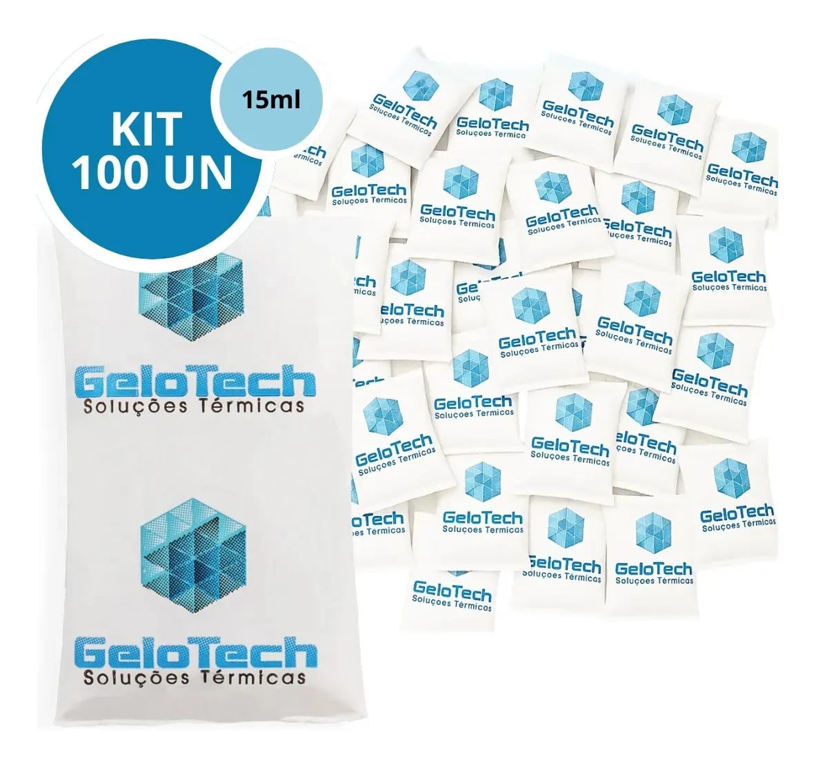 Kit 100 Gelo Gel Flexível 15g Bolsa Artificial Reutilizável Branco — Cozinha