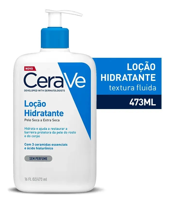 Loção Hidratante Corporal Sem Perfume, com Ceramidas Essenciais e Ácido Hialurônico, Textura Fluida CeraVe 473ml — Cuidados com a Pele