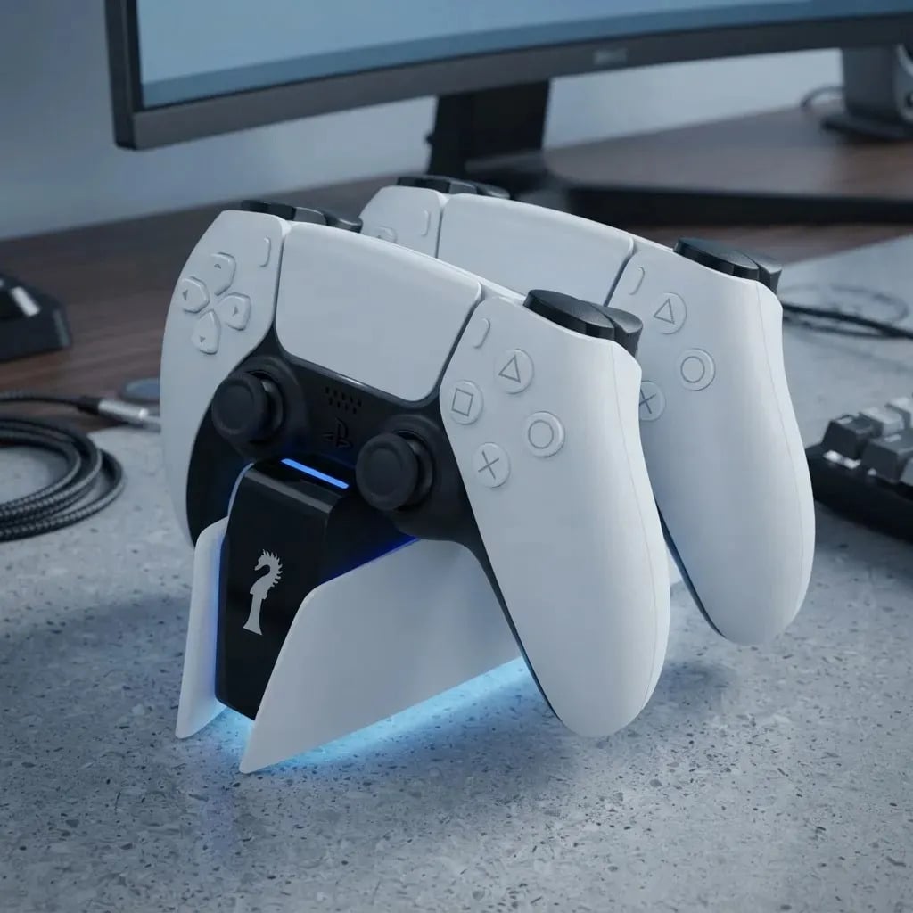 Carregador Duplo Kingster Compatível Controles PS5 com LED Indicador Bivolt Base Dock E Cabo Tipo C — Acessórios gamer