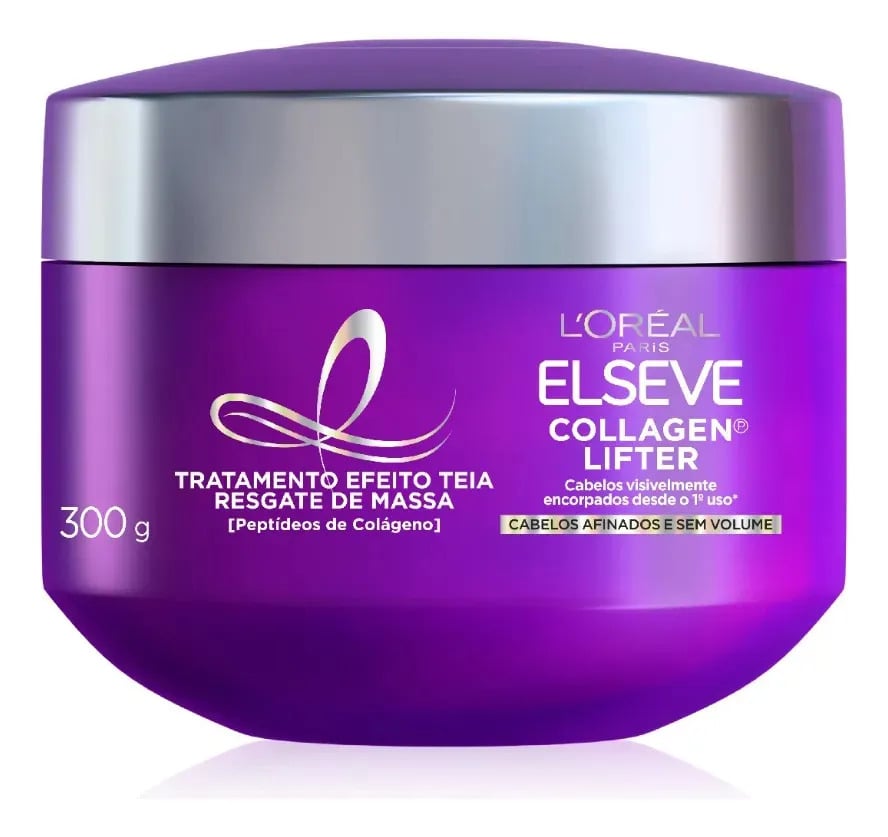 L'Oréal Paris Elseve Collagen Lifter Máscara de Tratamento Condicionante Efeito Teia Para Resgate de Massa com Peptídeos de Colágeno Reconstrói a Fibra e Dá Vol — Cuidados com o Cabelo