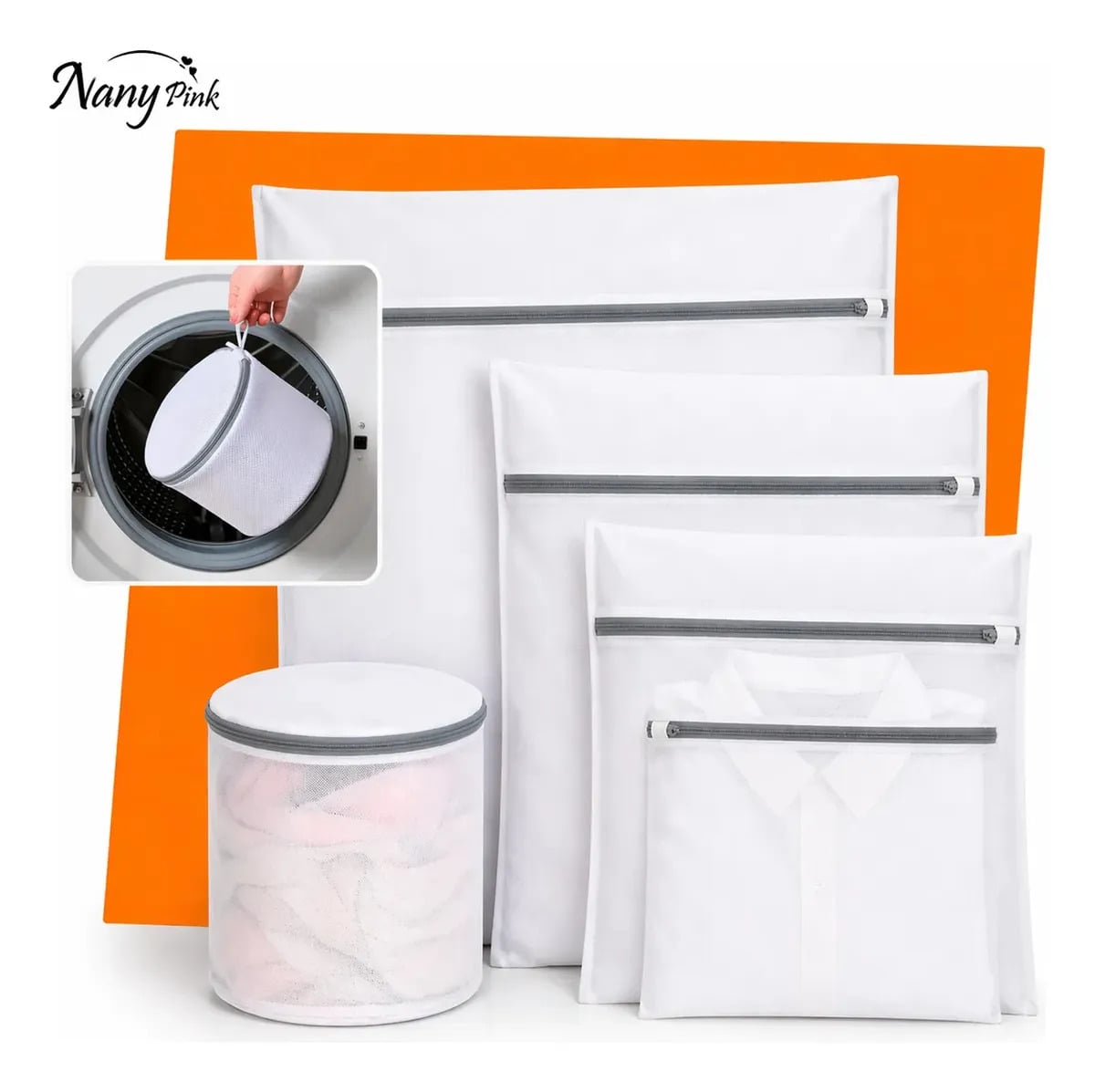 Kit 5 Sacos Para Máquina De Lavar Roupa Rede Protetora Para Lavar Roupas Delicadas Lingerie Meias Tênis E Roupas Íntimas Saco Protetor Lavanderia Com Zíper Resi — Cuidado da Casa e Lavanderia