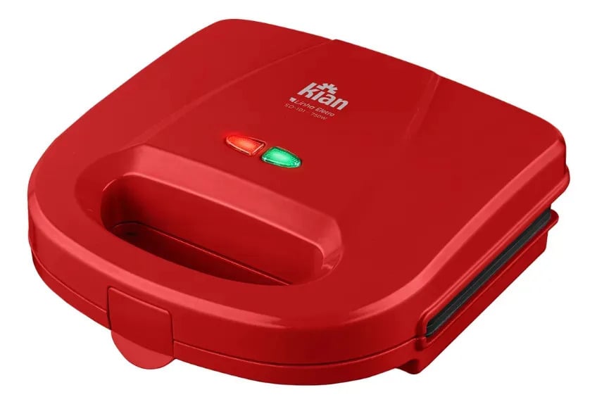 Sanduicheira Grill Elétrica Antiaderente 750w Potente Cor Vermelho — Eletros de cozinha