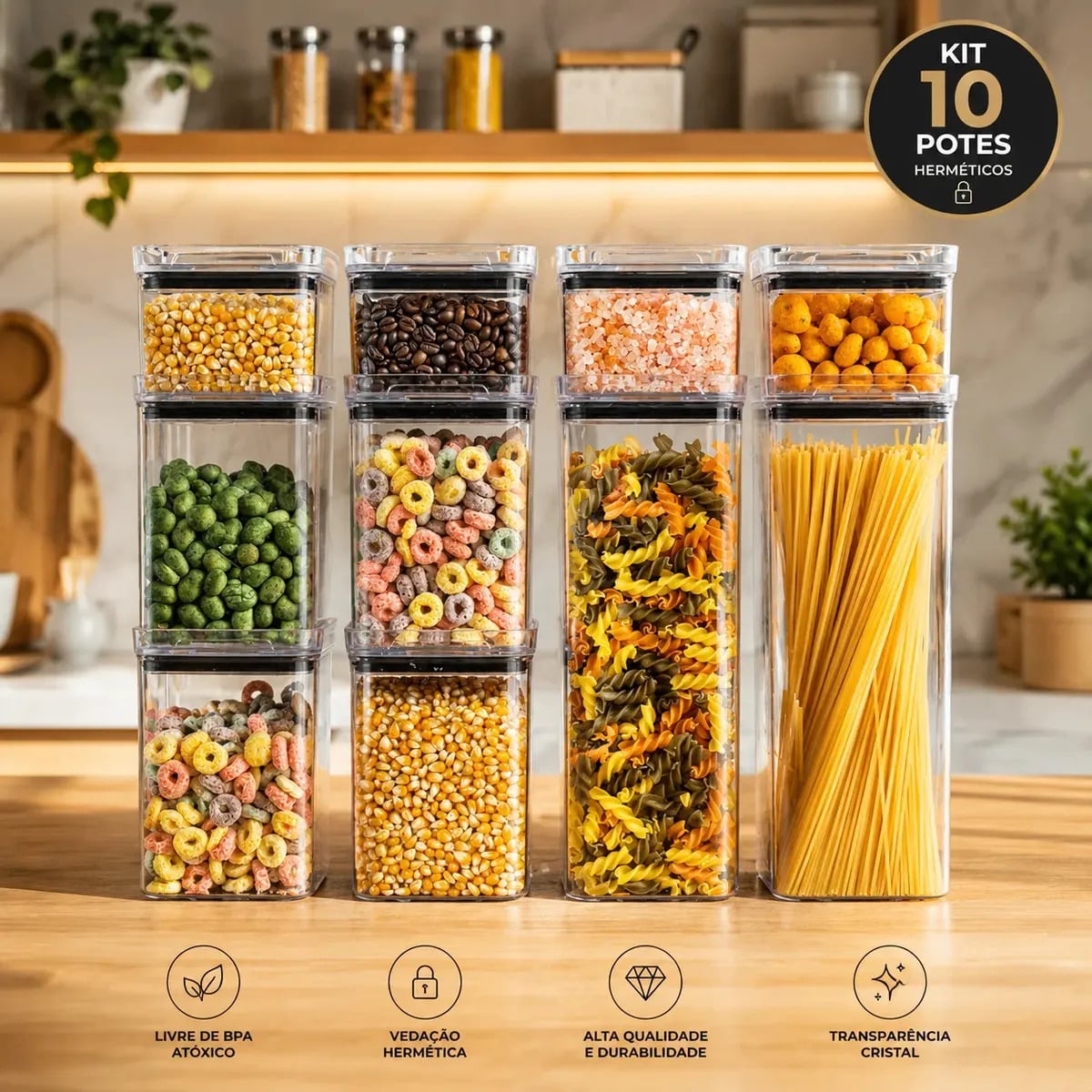 Kit 10 Porta Mantimentos Hermetico, Pote Para Alimentos — Utensílios úteis