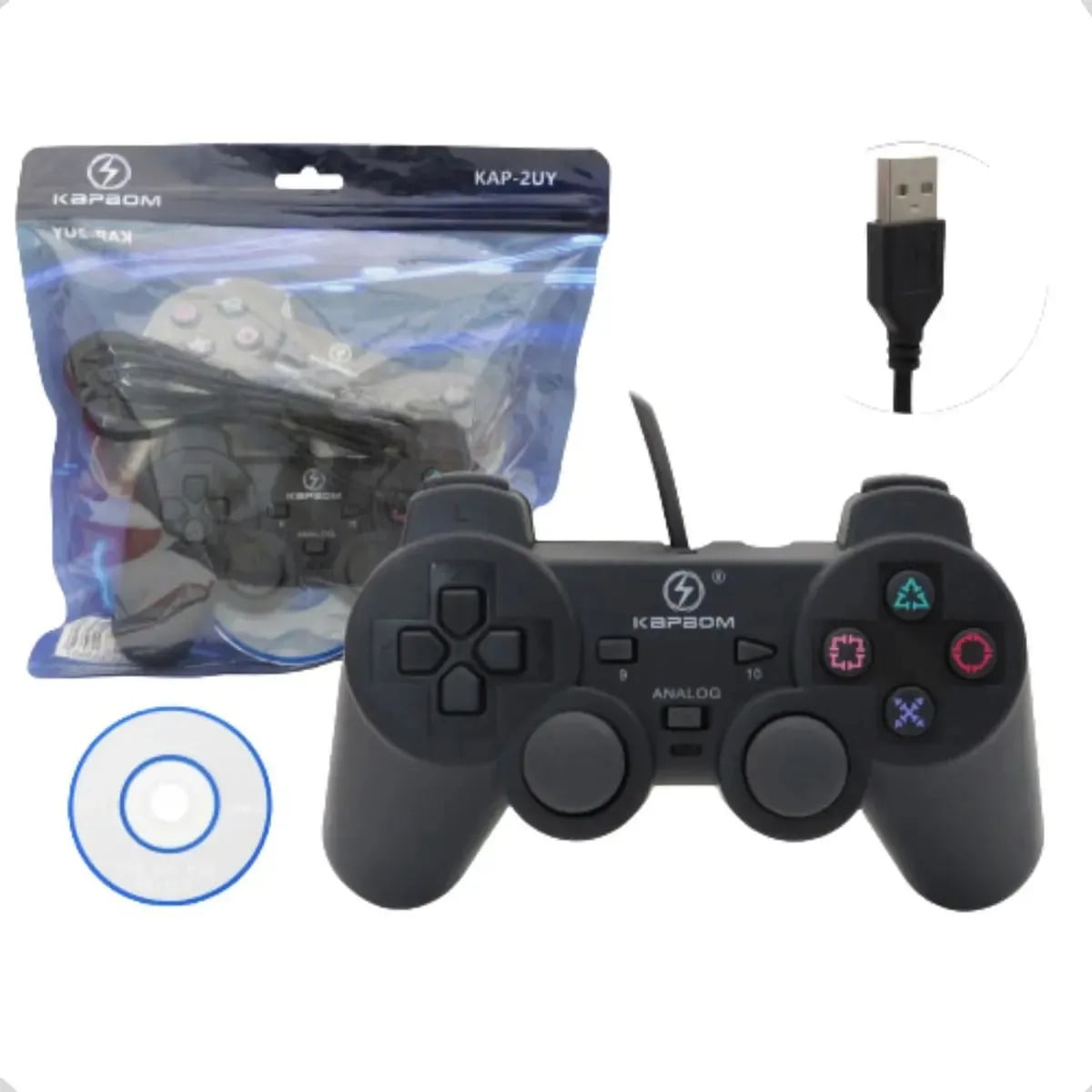 Controle Gamer Joystick Pc-usb Computador Notebook C/ Fio Preto — Controles para PC e celular