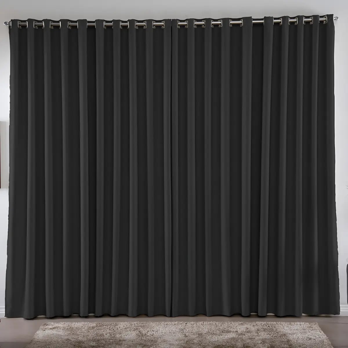 Cortina 4,00x2,80 Metros Blackout Blecaute Preto Corta Luz Em Tecido Grosso Para Quarto E Sala Texfine — Enfeites e Decoração da Casa