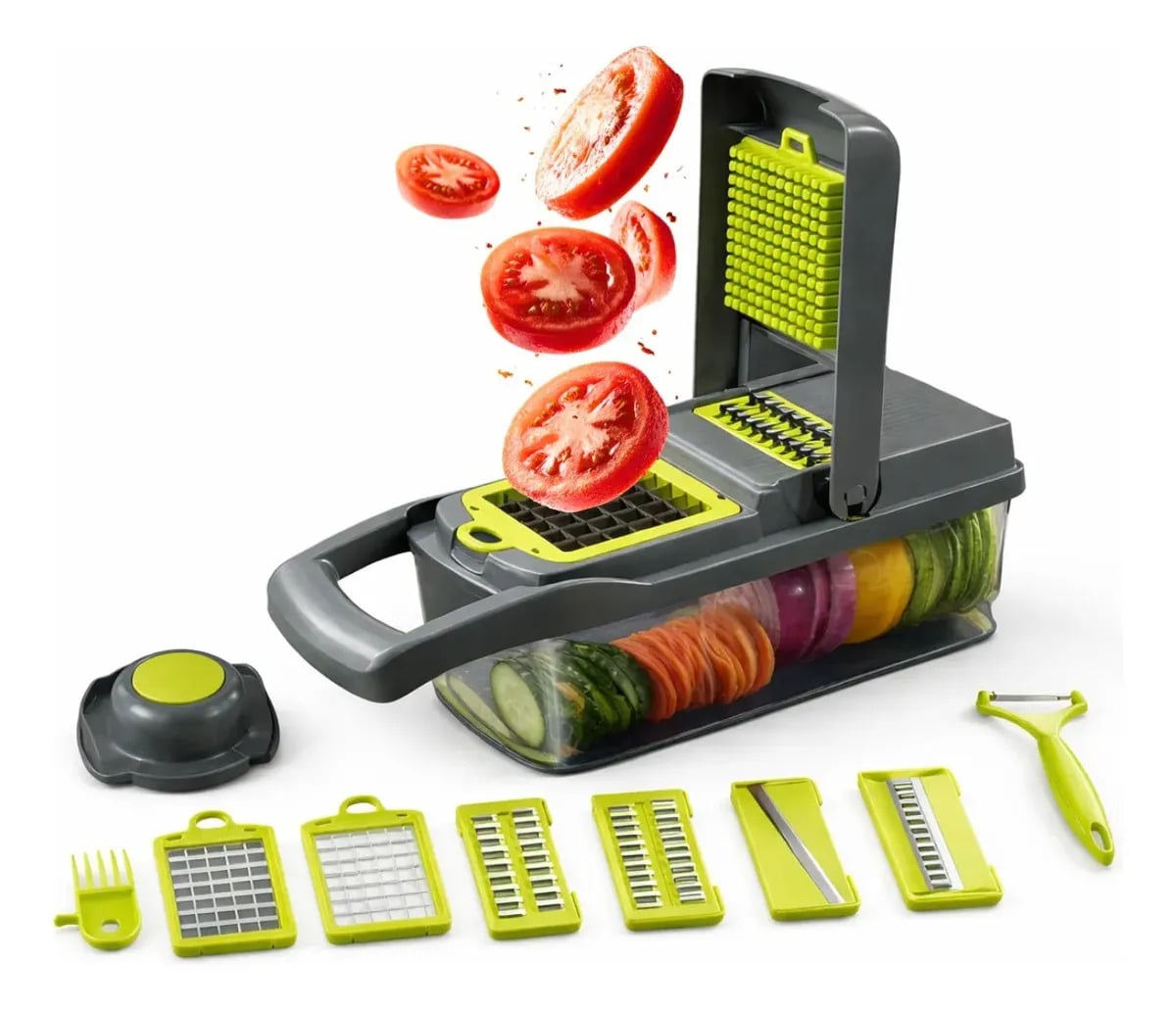 Eps-403 Cortador Fatiador E Ralador De Vegetais Multifuncional 16 Pçs Legumes E Frutas Lâmina Inox — Cozinha