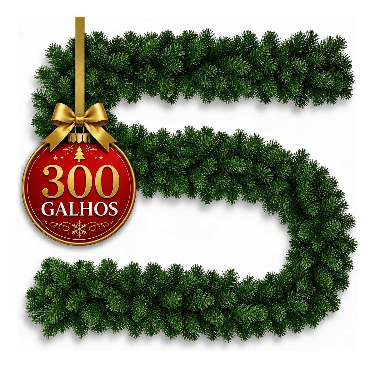 Festão Aramado Natal Grosso 2,70 Metros C/ 300 Galhos Cheios Flexível Decoração - Dekasa — Enfeites e Decoração da Casa