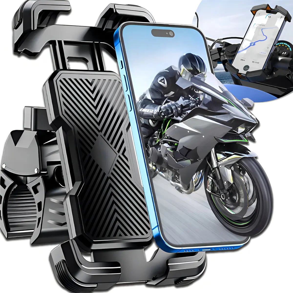 Suporte Celular Moto Bicicleta Guidão Bike Garra Resistente Reforçado Qualidade Ajustável Rotação 360° Gurumania — Acessórios para Celulares