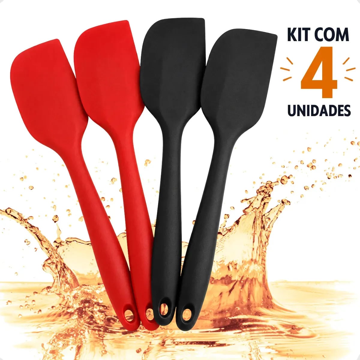 Kit 4 Espátula Silicone Cozinha Reforçada Pão Duro Premium 27cm profissional altas temperaturas cozinha mexer brigadeiro Boa Dica — Utensílios úteis