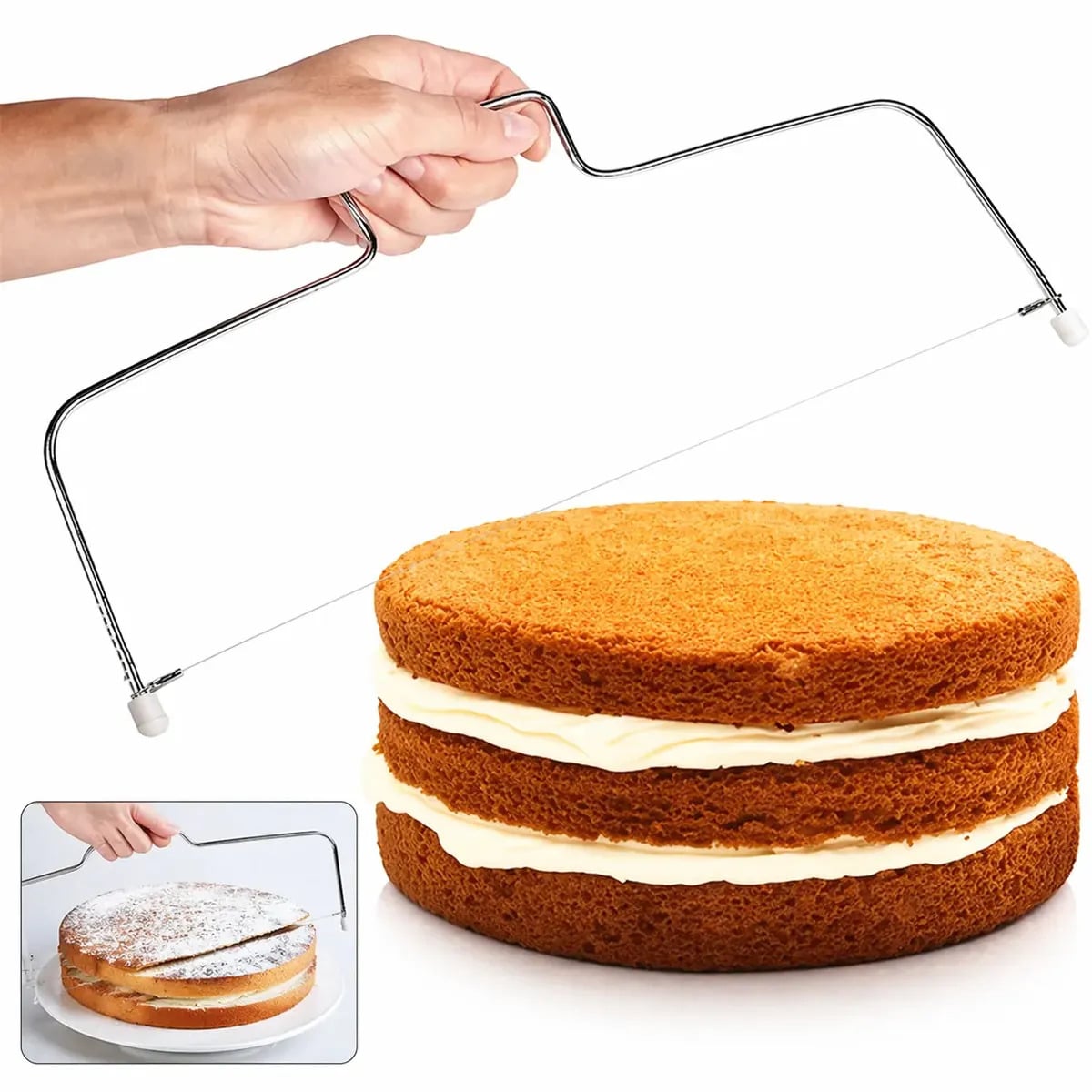 Nivelador De Bolo Cortador Alinhador De Bolo Facil De Cortar 2 Linhas Aço Inox — Cozinha