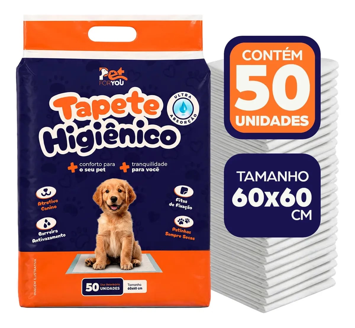Tapete Higiênico Pet 50 Unidades 60x60 Descartável Cão Gato — Cães