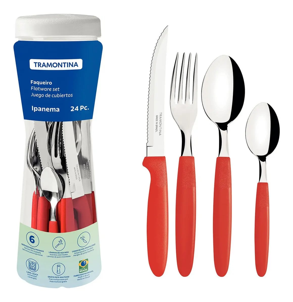 Tramontina Ipanema Vermelho 24 Peças — Utensílios úteis